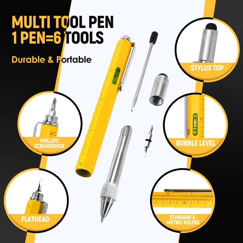 BIIB 6 in 1 Multitool Pen Valentines Day Gifts for Him, Mens Valentines Day Gifts, Mens Gifts for Dad Boyfriend Husband, Birthday Gifts for Men, Gifts for Men Who Have Everything, Cool Tools Gadgets - Image 2